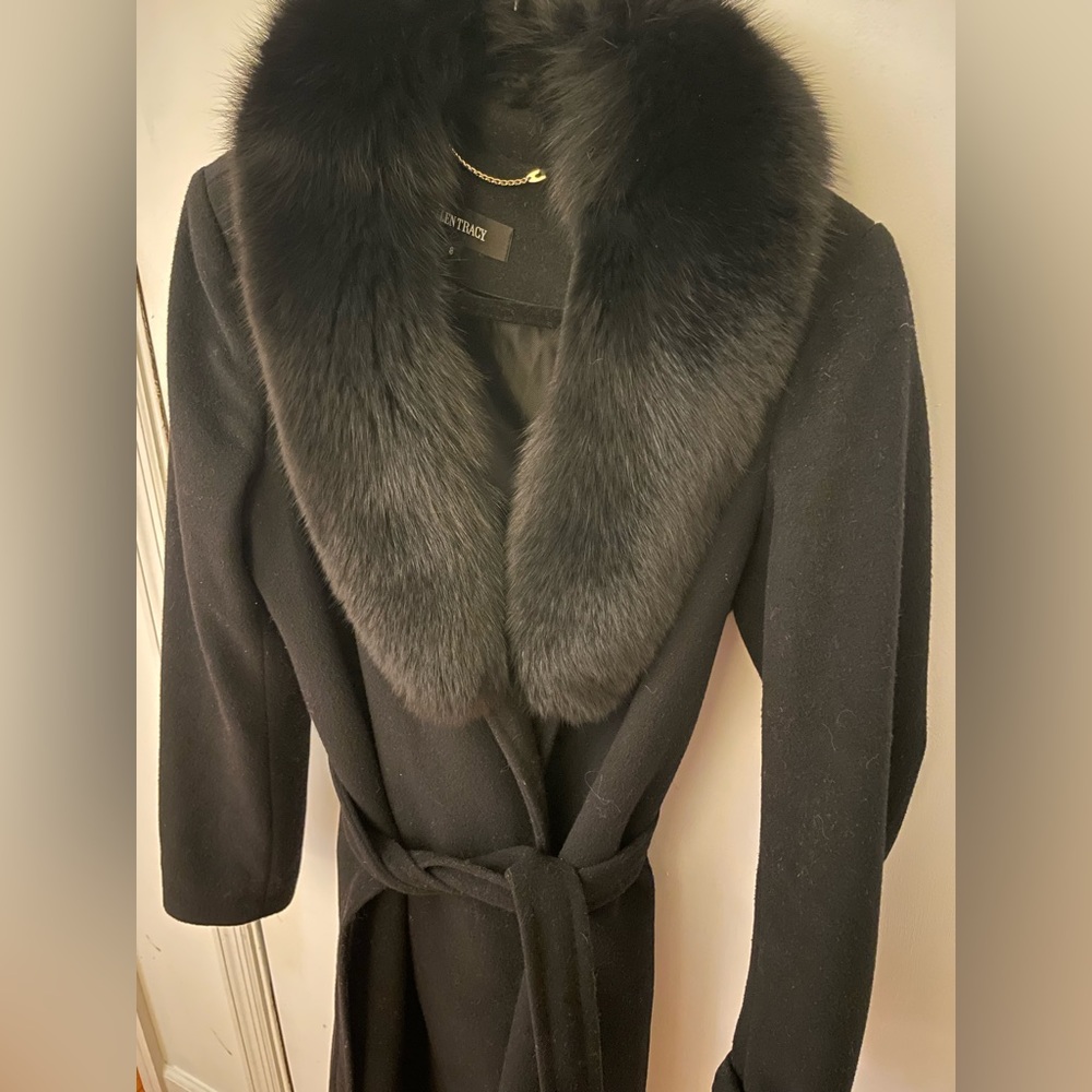 Ellen Tracy Fox Fur Collar Coat Size 8